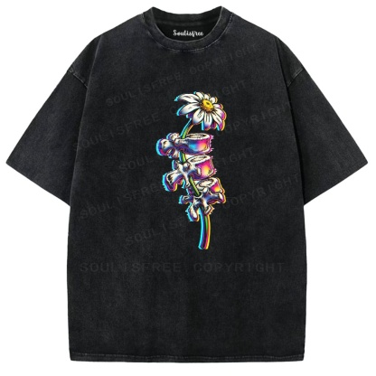 Soulisfree Bloom Through Bone Stem Illusion Washed Tee