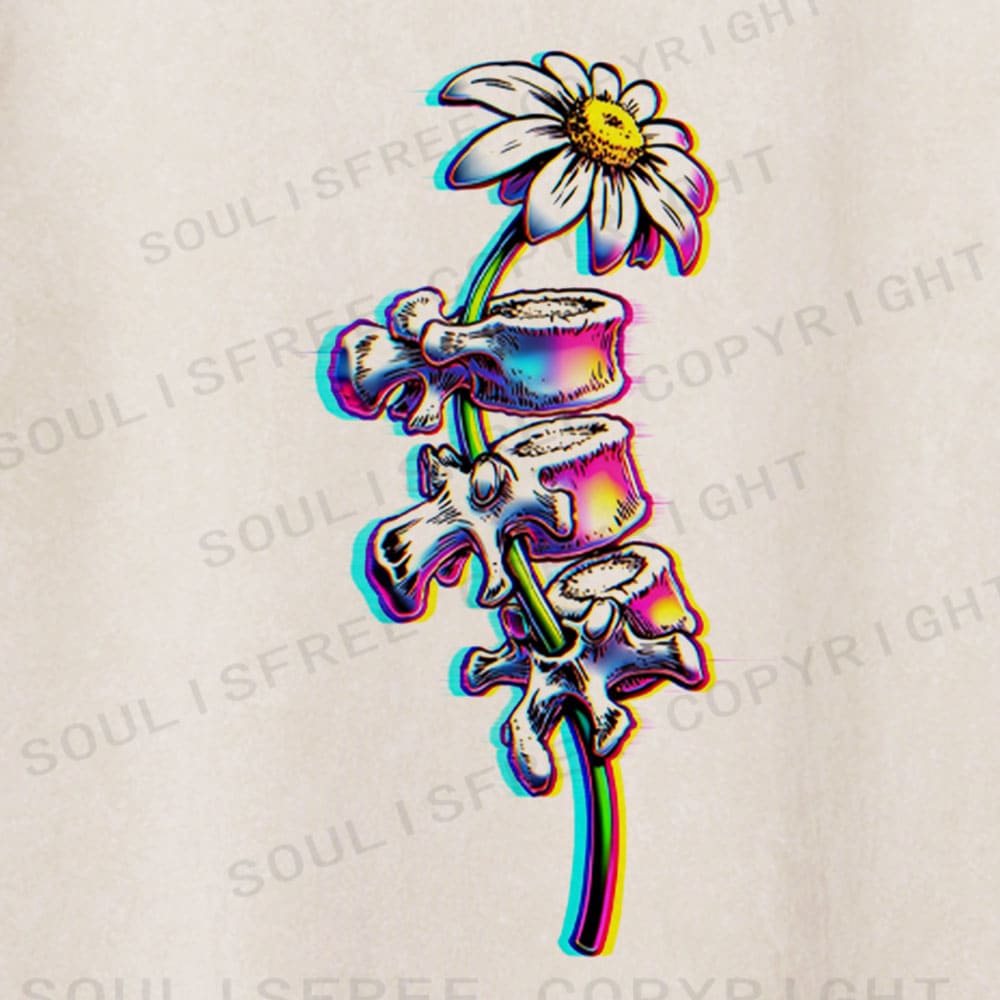 Soulisfree Bloom Through Bone Stem Illusion Washed Tee