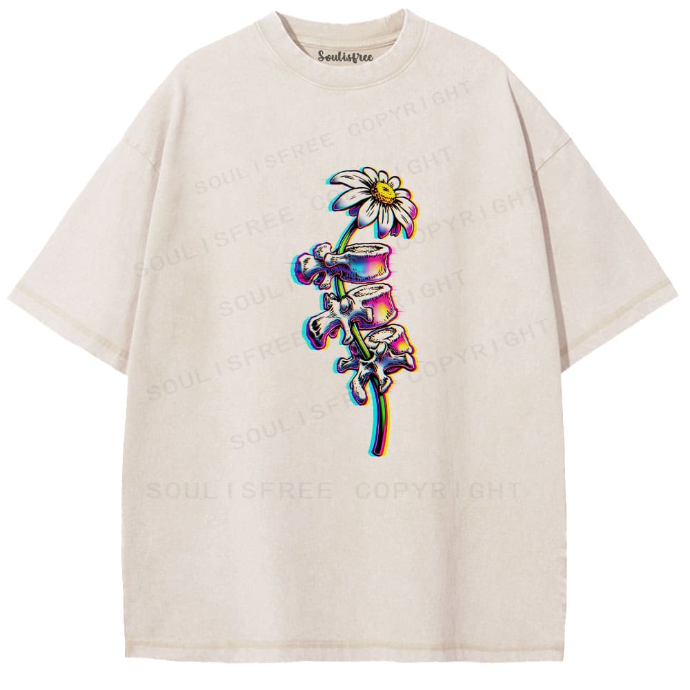 Soulisfree Bloom Through Bone Stem Illusion Washed Tee