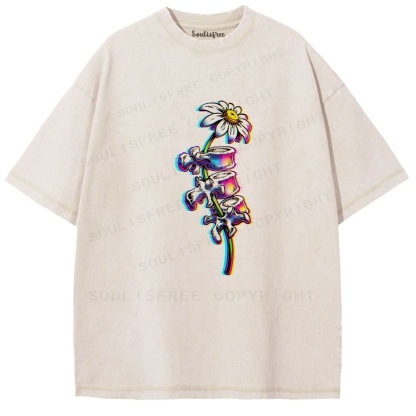 Soulisfree Bloom Through Bone Stem Illusion Washed Tee