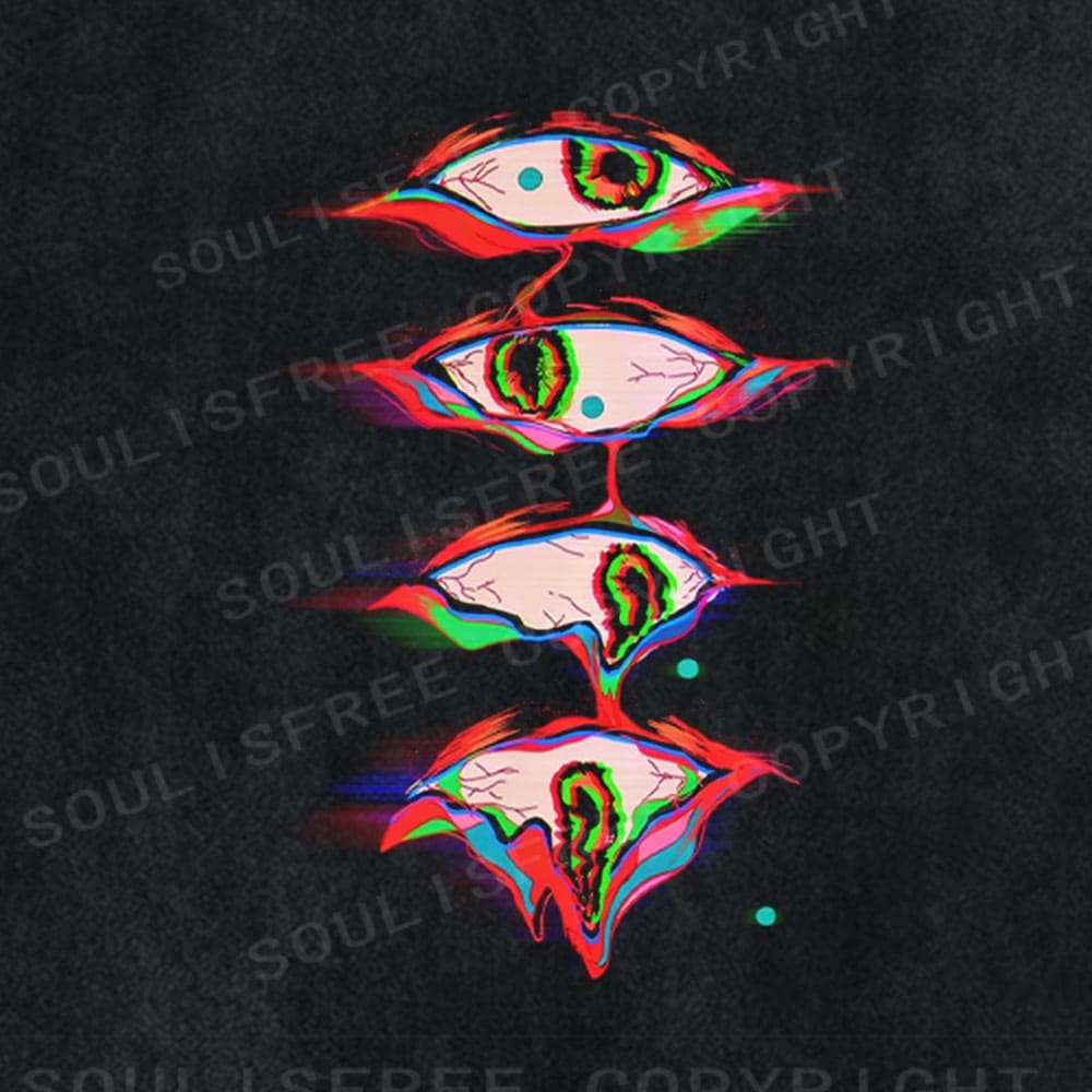 Soulisfree Fractured Gaze Chroma Shift Illusion Washed Tee