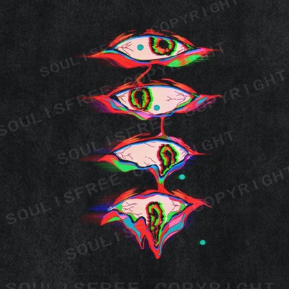 Soulisfree Fractured Gaze Chroma Shift Illusion Washed Tee