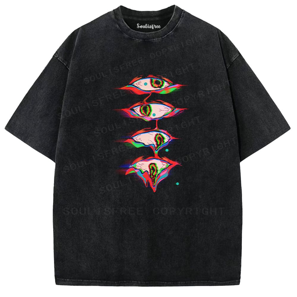 Soulisfree Fractured Gaze Chroma Shift Illusion Washed Tee