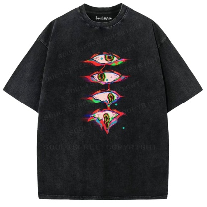 Soulisfree Fractured Gaze Chroma Shift Illusion Washed Tee