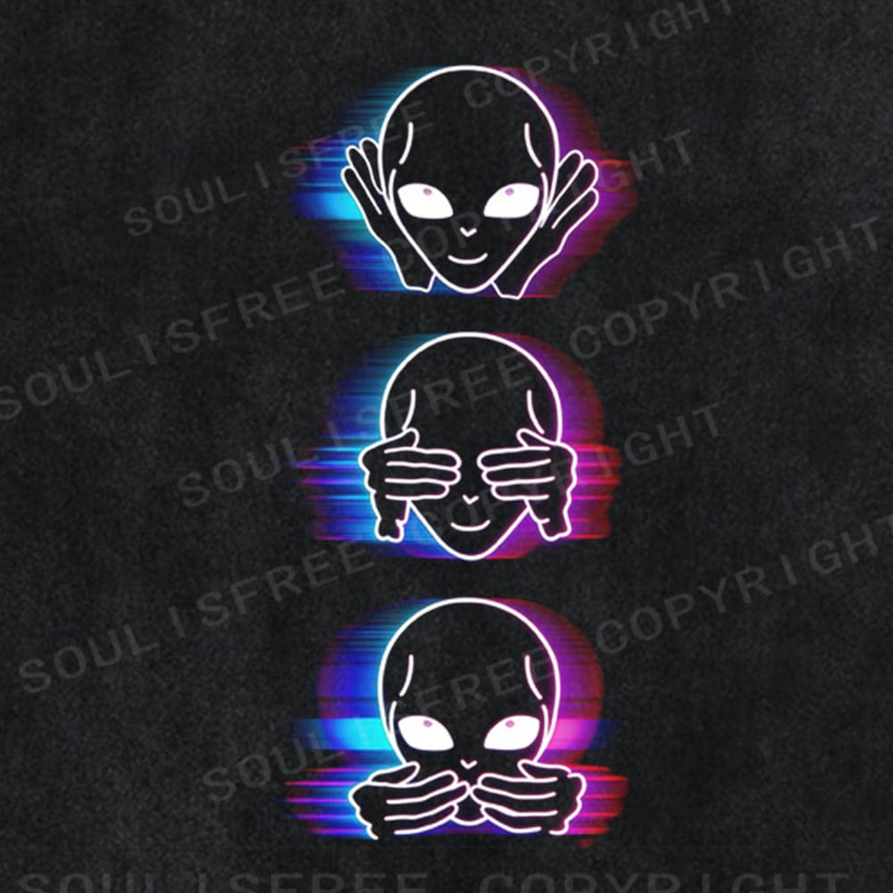 Soulisfree Neon Alien Silent Triad Illusion Washed Tee