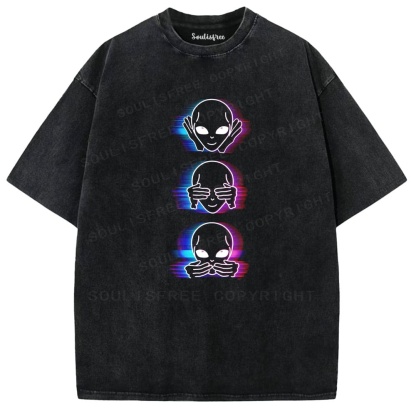 Soulisfree Neon Alien Silent Triad Illusion Washed Tee
