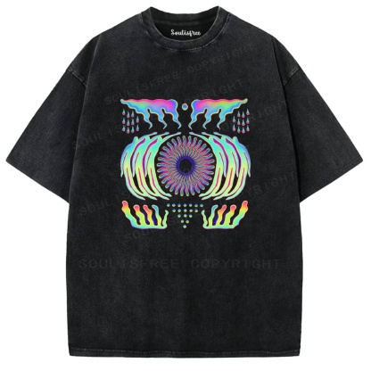 Soulisfree Liquid Chroma Psychedelic Vortex Illusion Washed Tee
