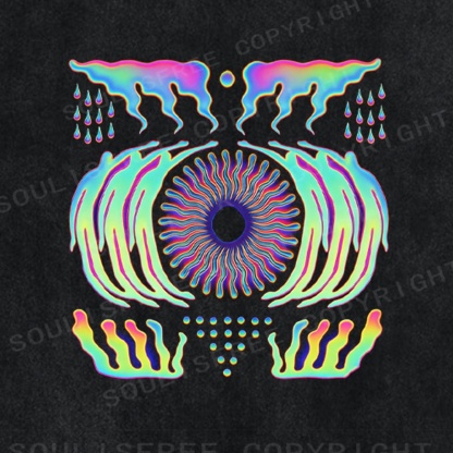 Soulisfree Liquid Chroma Psychedelic Vortex Illusion Washed Tee