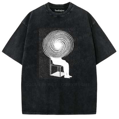 Soulisfree Spiral Contemplation Static Silhouette Washed Tee