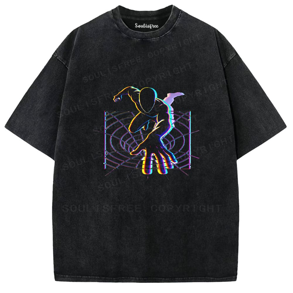 Soulisfree Dimensional Reach Glitch Horizon Illusion Washed Tee