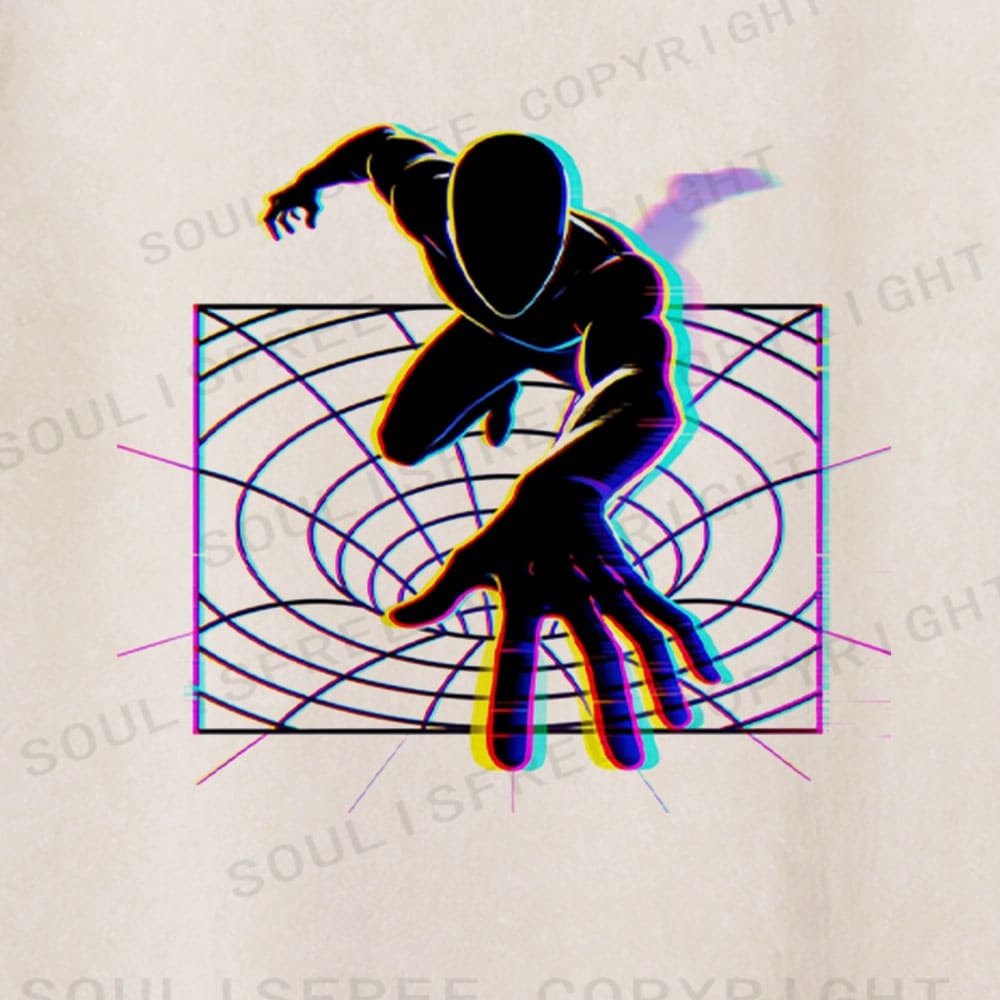 Soulisfree Dimensional Reach Glitch Horizon Illusion Washed Tee