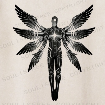 Soulisfree Cyber Seraph Mechanical Ascendant Washed Tee
