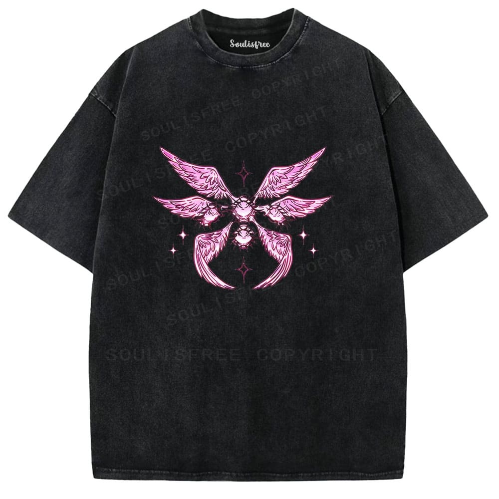 Soulisfree Celestial Wings Sacred Heart Flux Washed Tee