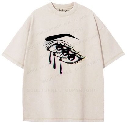 Soulisfree Tri-Pupil Tear Flux Chroma Sorrow Echo Washed Tee