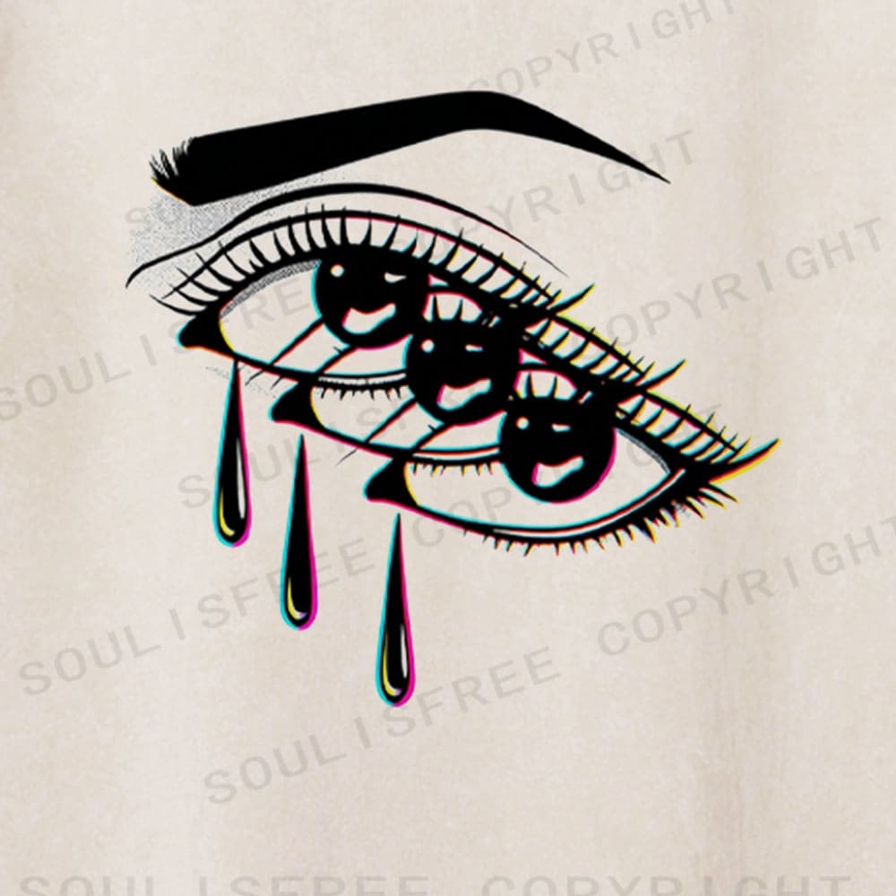 Soulisfree Tri-Pupil Tear Flux Chroma Sorrow Echo Washed Tee