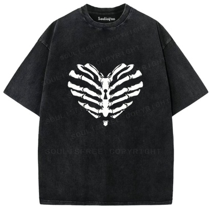 Soulisfree Ribcage Heart Flux Locked Soul Washed Tee