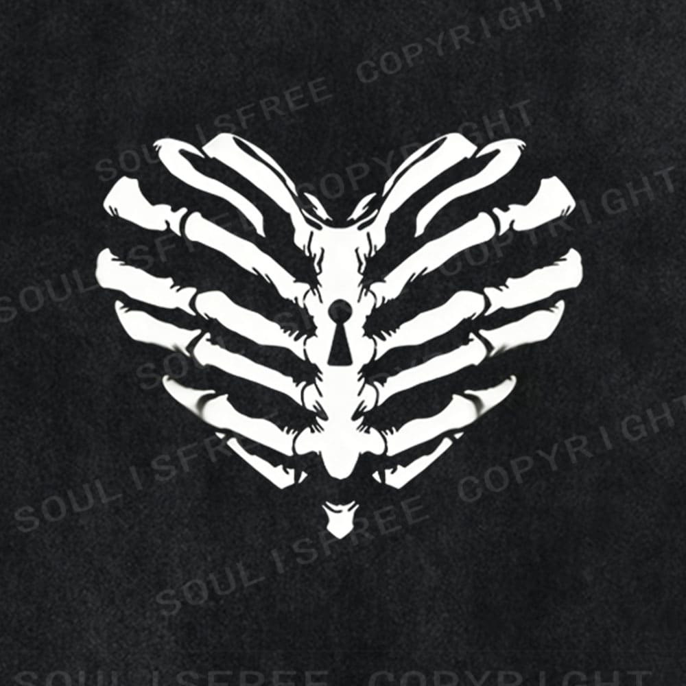 Soulisfree Ribcage Heart Flux Locked Soul Washed Tee