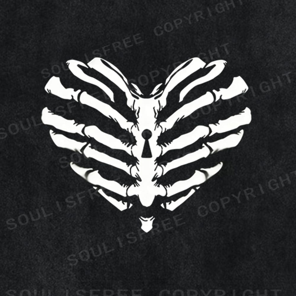 Soulisfree Ribcage Heart Flux Locked Soul Washed Tee