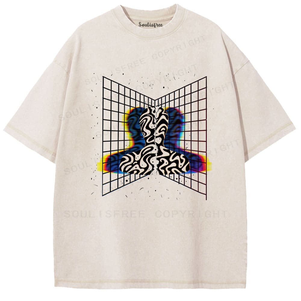 Soulisfree Grid Meditation Flux Chroma Dissolve Washed Tee