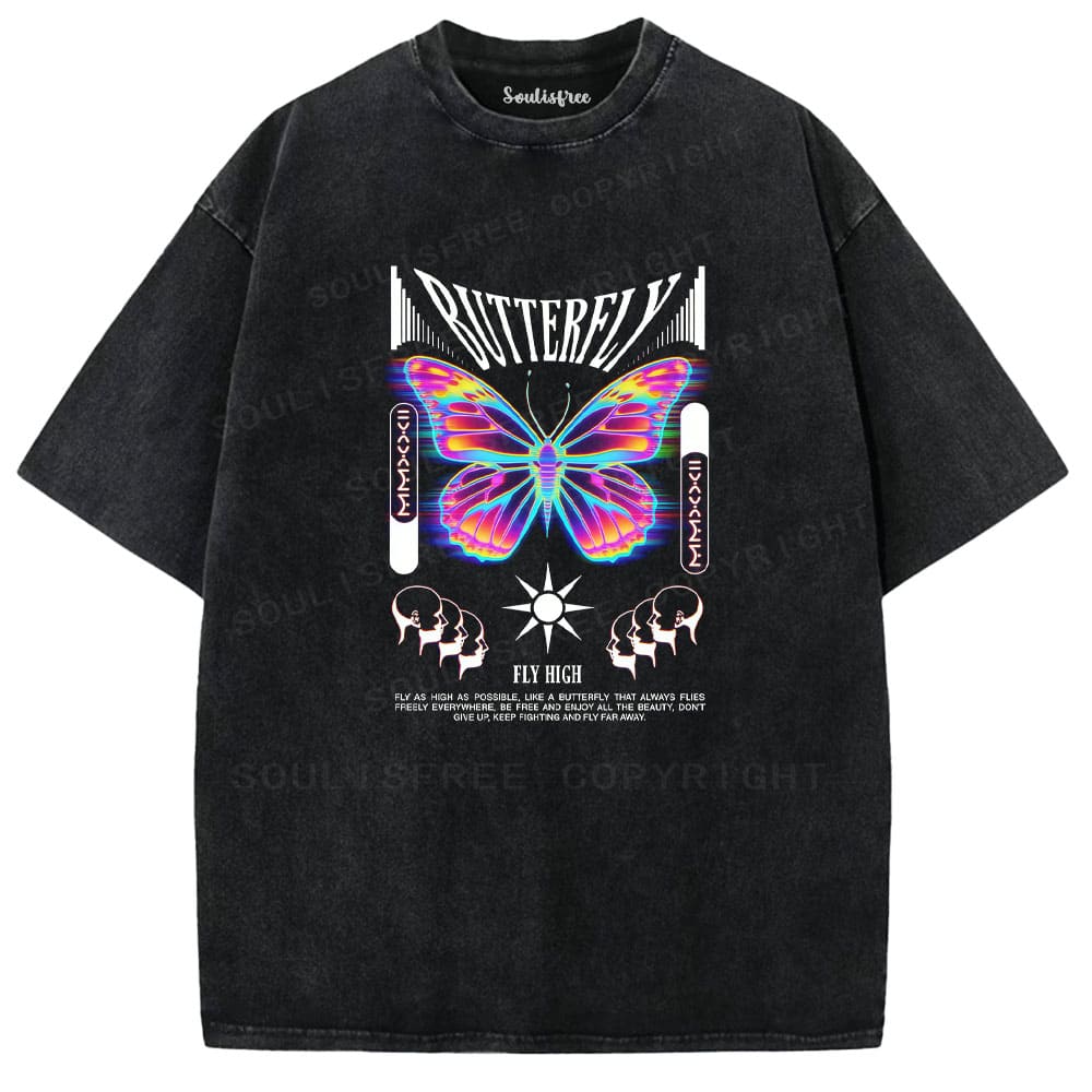 Soulisfree Butterfly Ascension Flux Chroma Wing Illusion Washed Tee
