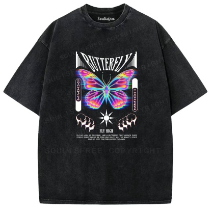 Soulisfree Butterfly Ascension Flux Chroma Wing Illusion Washed Tee