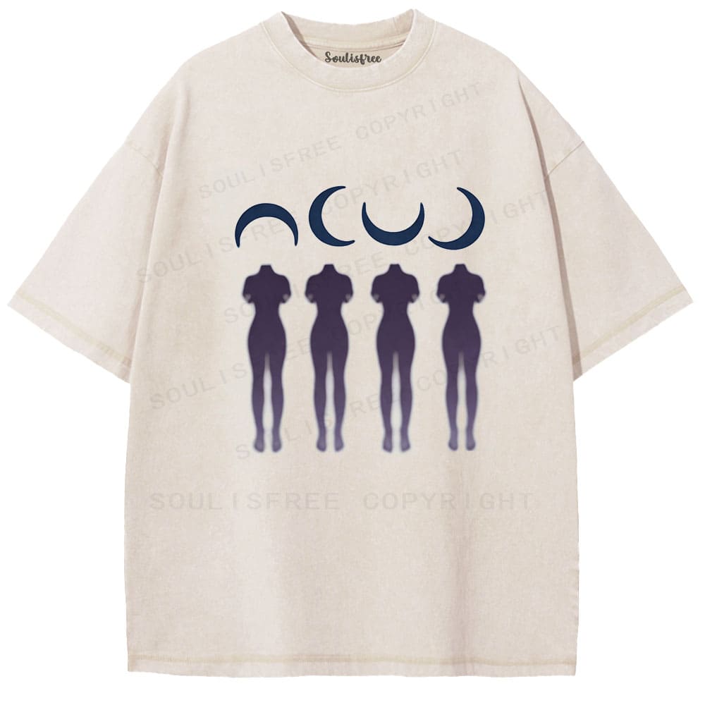 Soulisfree Lunar Silhouette Flux Cyclical Form Washed Tee