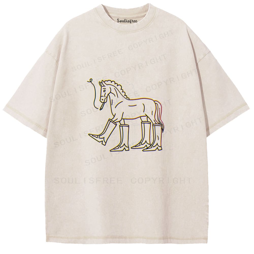 Soulisfree Equine Paradox Flux Booted Surrealism Washed Tee
