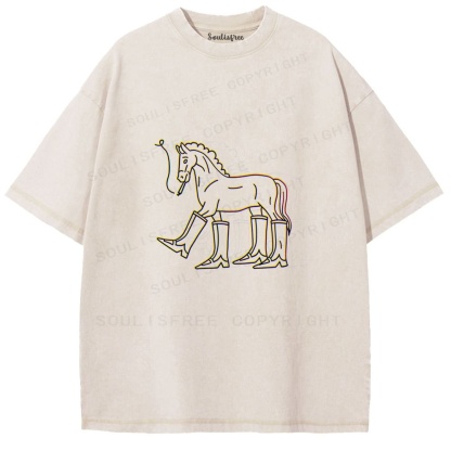 Soulisfree Equine Paradox Flux Booted Surrealism Washed Tee