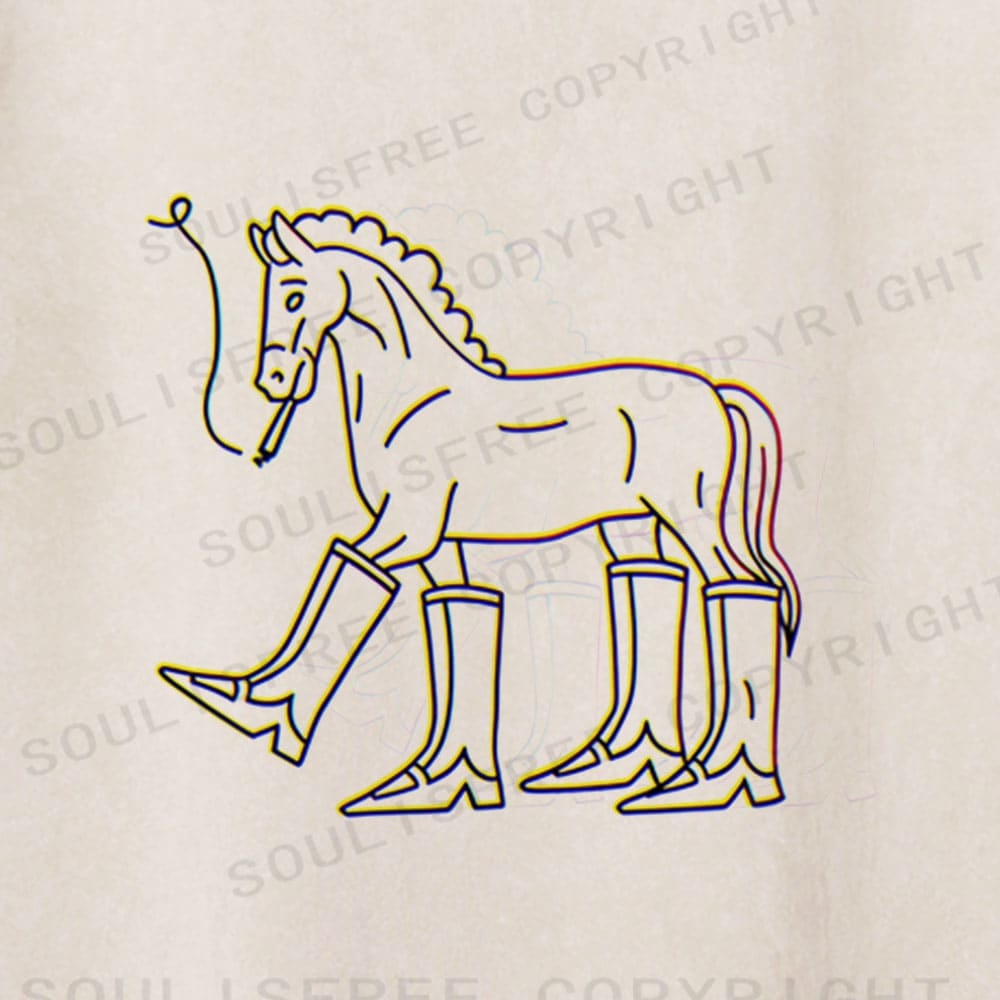 Soulisfree Equine Paradox Flux Booted Surrealism Washed Tee