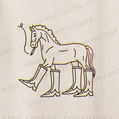 Soulisfree Equine Paradox Flux Booted Surrealism Washed Tee