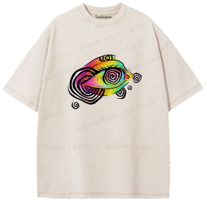 Soulisfree Chromatic Spiral Eye Inner Vision Washed Tee