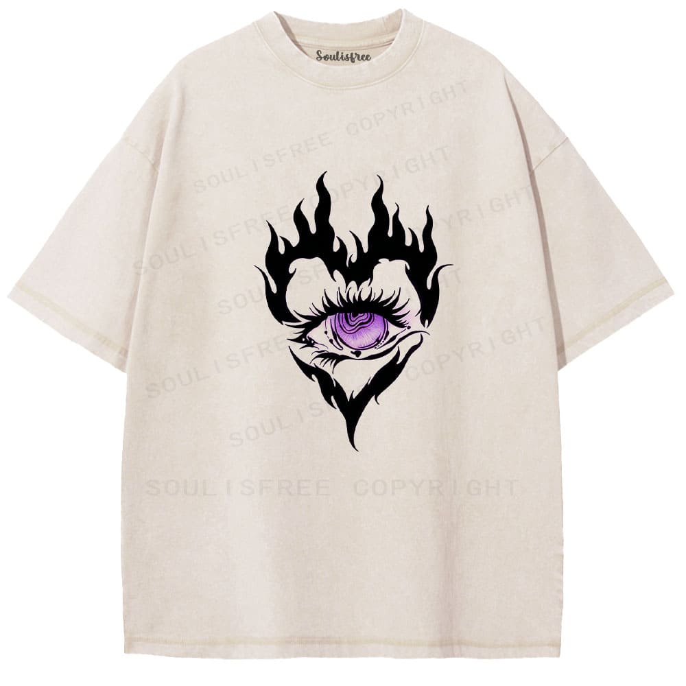 Soulisfree Flame Heart Eye Sacred Gaze Washed Tee