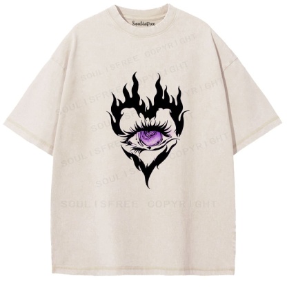 Soulisfree Flame Heart Eye Sacred Gaze Washed Tee