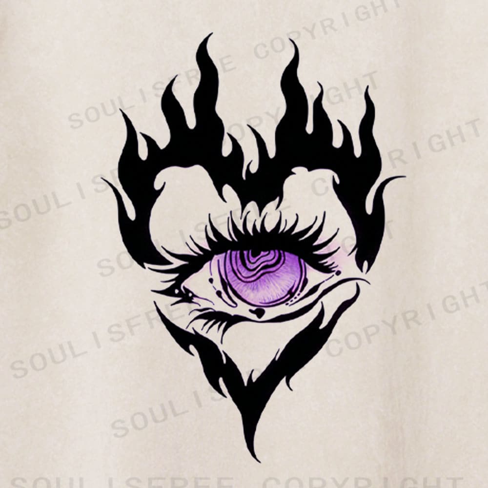 Soulisfree Flame Heart Eye Sacred Gaze Washed Tee