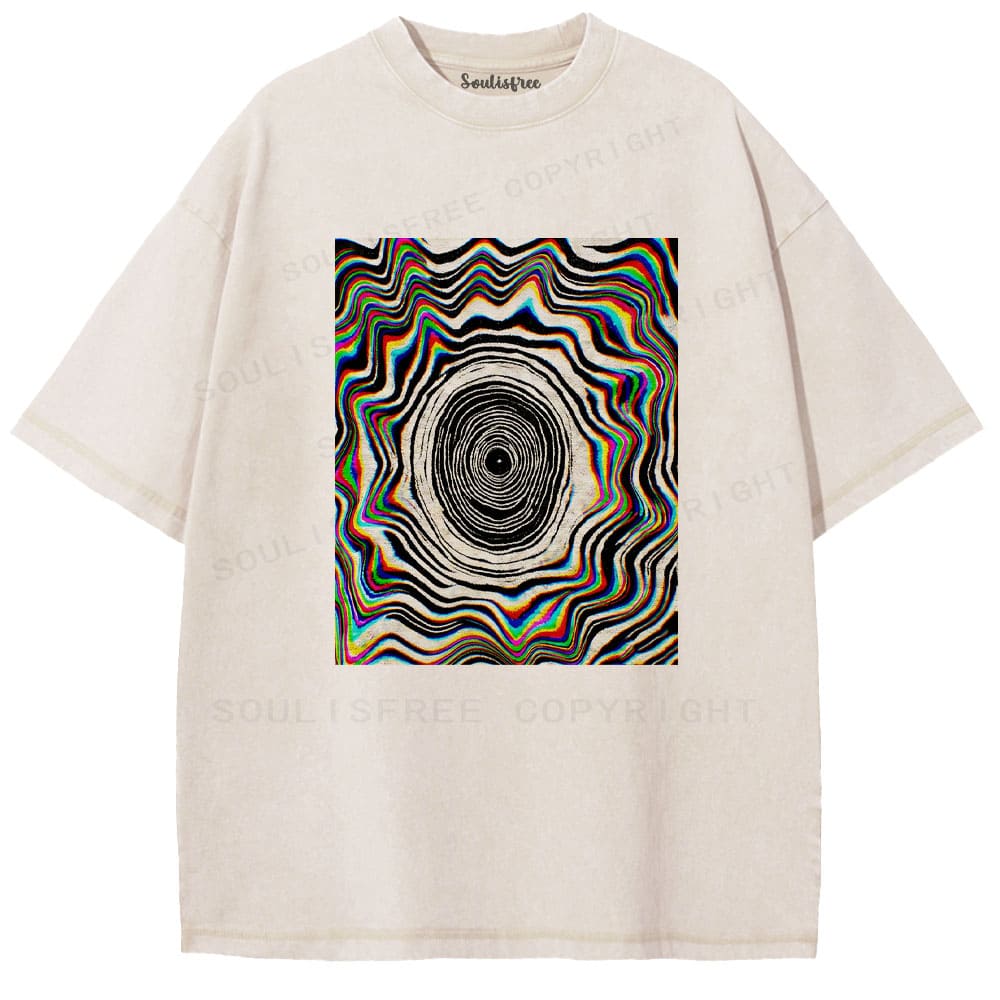 Soulisfree Chromatic Vortex Tunnel Optical Flux Illusion Washed Tee