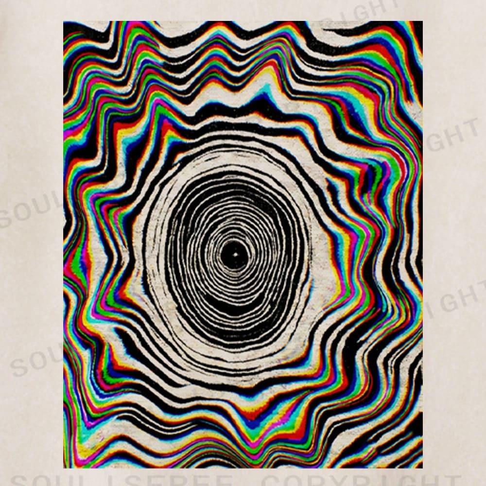 Soulisfree Chromatic Vortex Tunnel Optical Flux Illusion Washed Tee