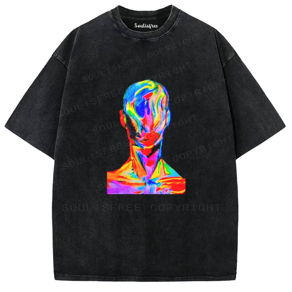 Soulisfree Fluid Identity Silhouette Chromatic Consciousness Flow Washed Tee