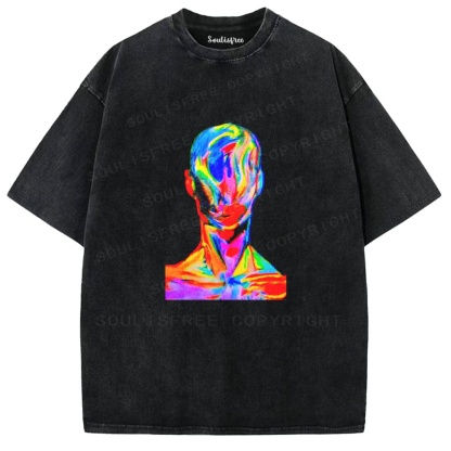 Soulisfree Fluid Identity Silhouette Chromatic Consciousness Flow Washed Tee