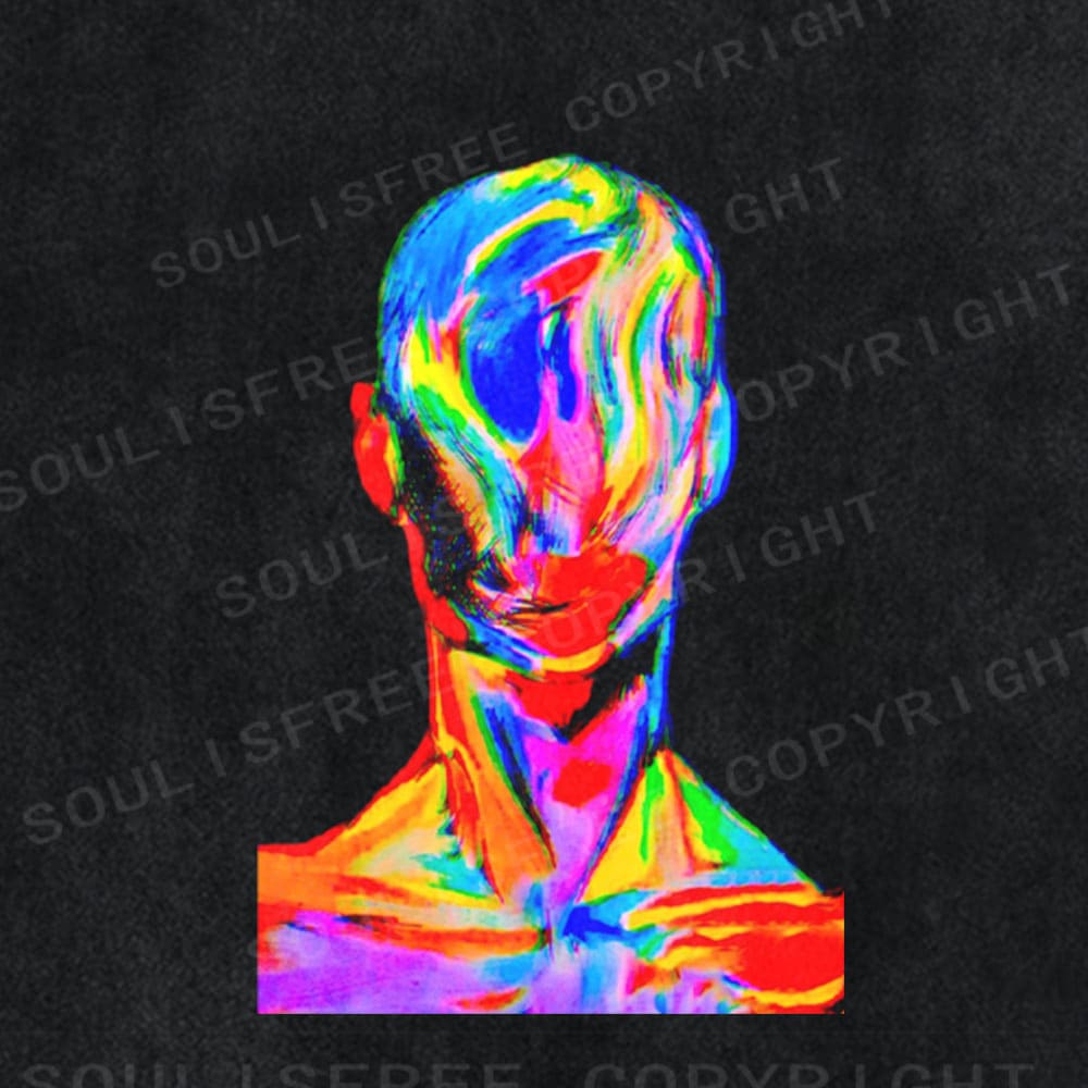 Soulisfree Fluid Identity Silhouette Chromatic Consciousness Flow Washed Tee