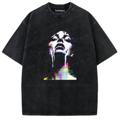 Soulisfree Digital Tear Flux Chromatic Soul Overflow Illusion Washed Tee