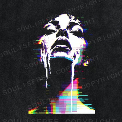 Soulisfree Digital Tear Flux Chromatic Soul Overflow Illusion Washed Tee