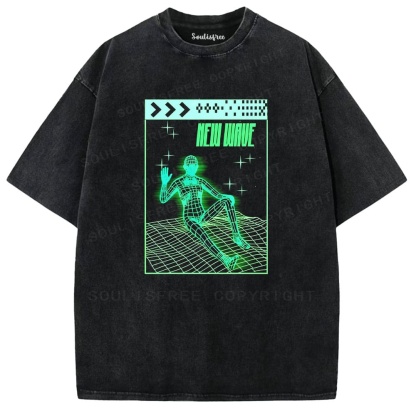 Soulisfree Wireframe Presence Digital Horizon Illusion Washed Tee
