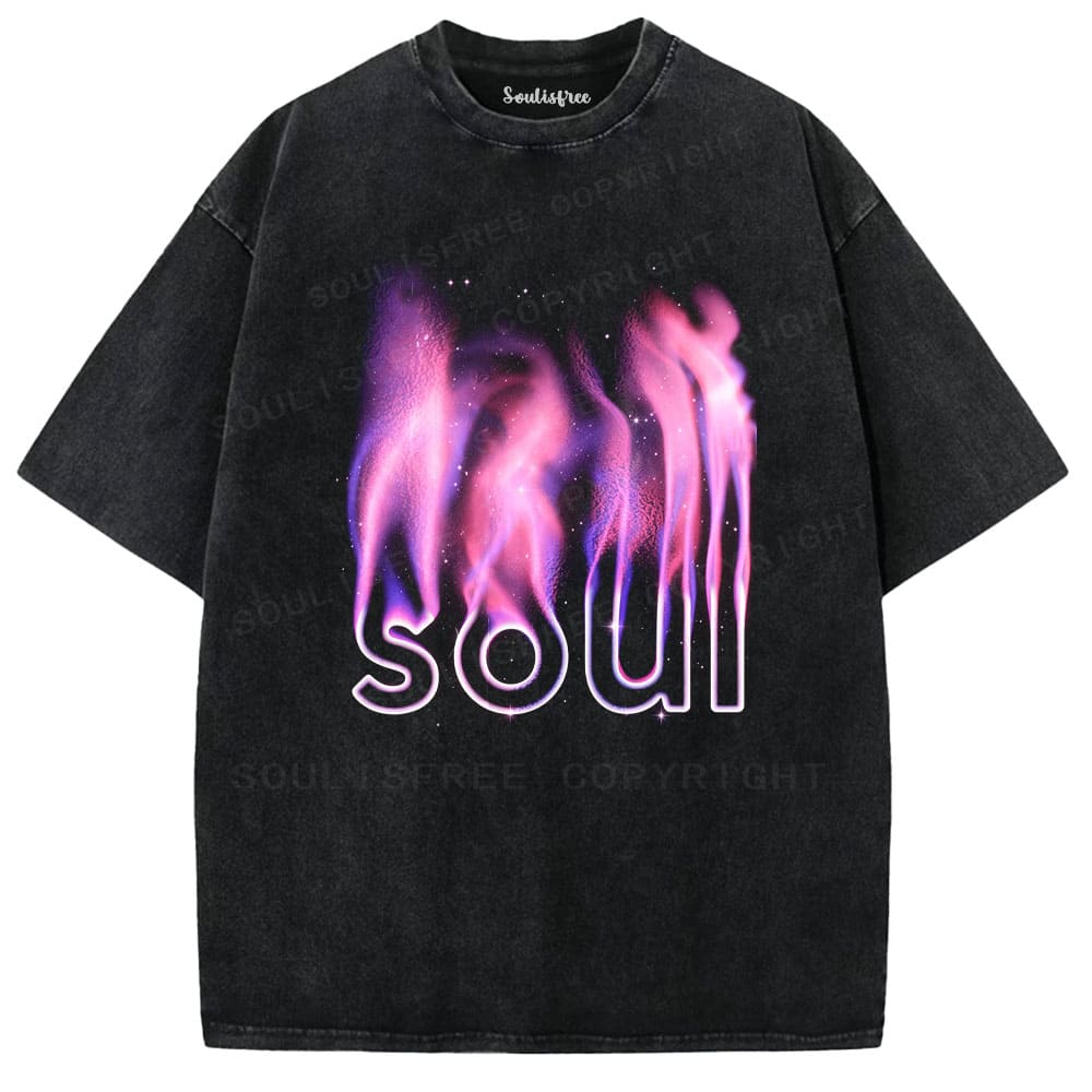 Soulisfree Cosmic Fire Spirit Ethereal Streetwear Washed Tee