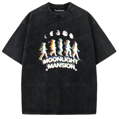 Soulisfree Lunar Cycle Silhouette Psychedelic Washed Tee