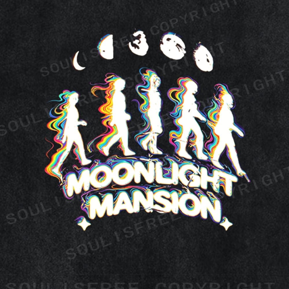 Soulisfree Lunar Cycle Silhouette Psychedelic Washed Tee