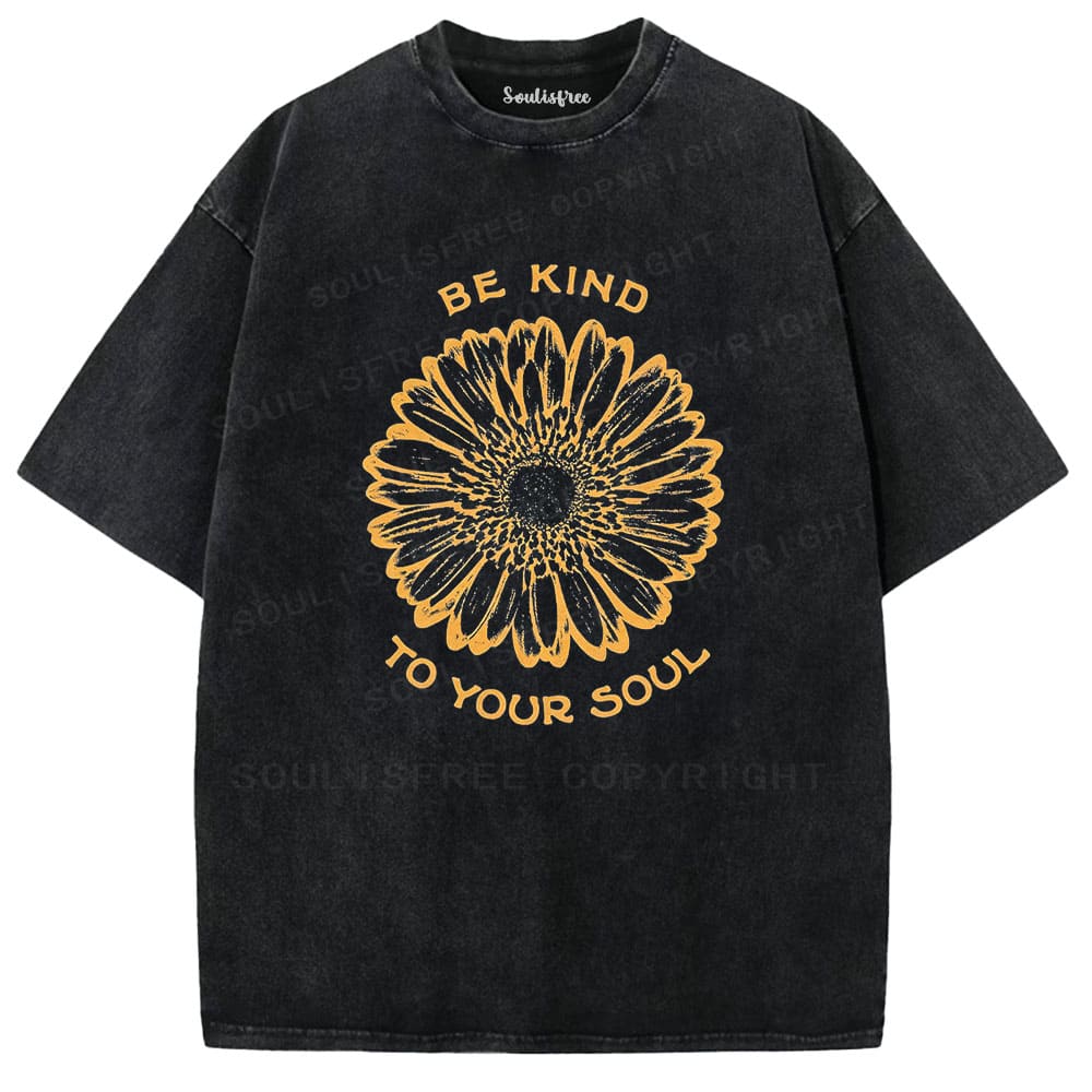 Soulisfree Be Kind to Your Soul Sunflower Washed Tee