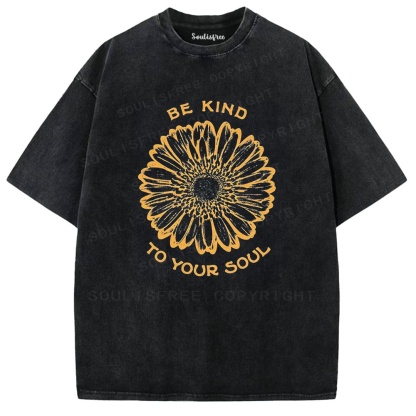 Soulisfree Be Kind to Your Soul Sunflower Washed Tee