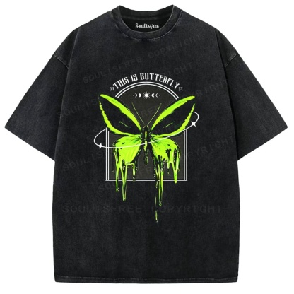 Soulisfree This Is Butterfly Acid Green Melt Washed Tee
