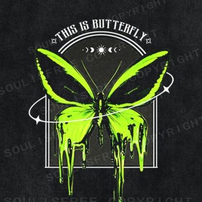 Soulisfree This Is Butterfly Acid Green Melt Washed Tee