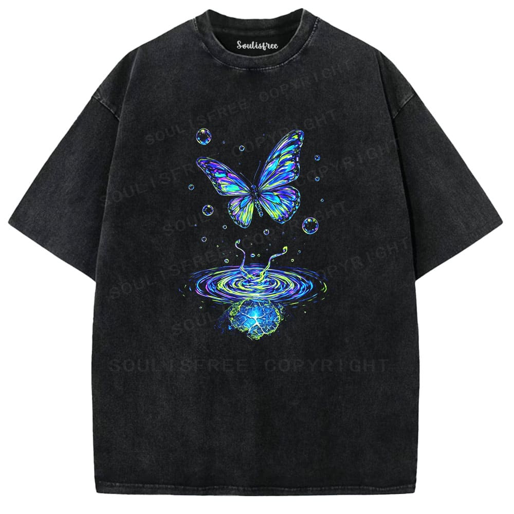 Soulisfree Butterfly Ripple Iridescent Dream Washed Tee